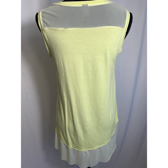 Black Label Lemon Yellow Sheer Inset Sleeveless Tank Top Sz 0 - Picture 3 of 4